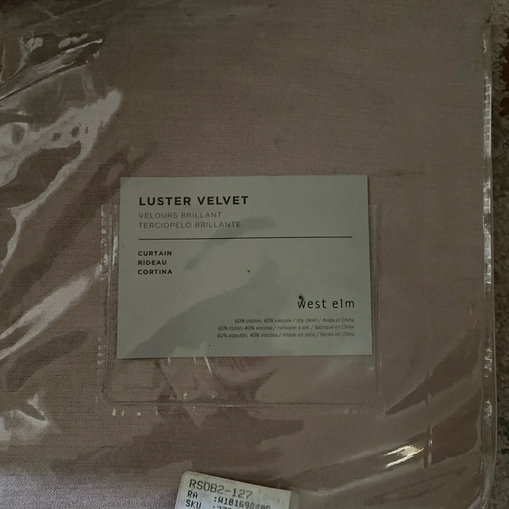 Set of West Elm Luster Velvet Curtains in Dusty Blush New 48